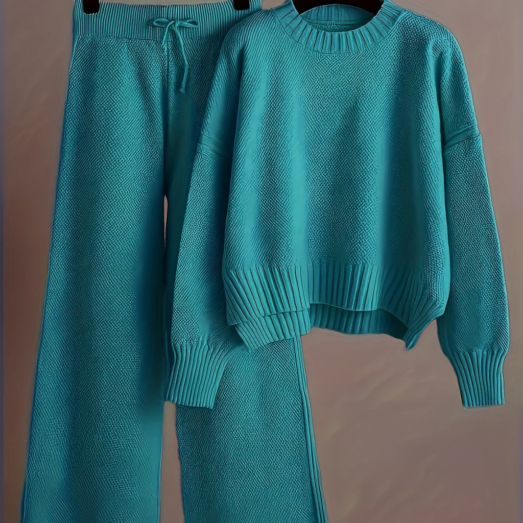 Conjunto de jersey con punto de semilla - Hombros caídos