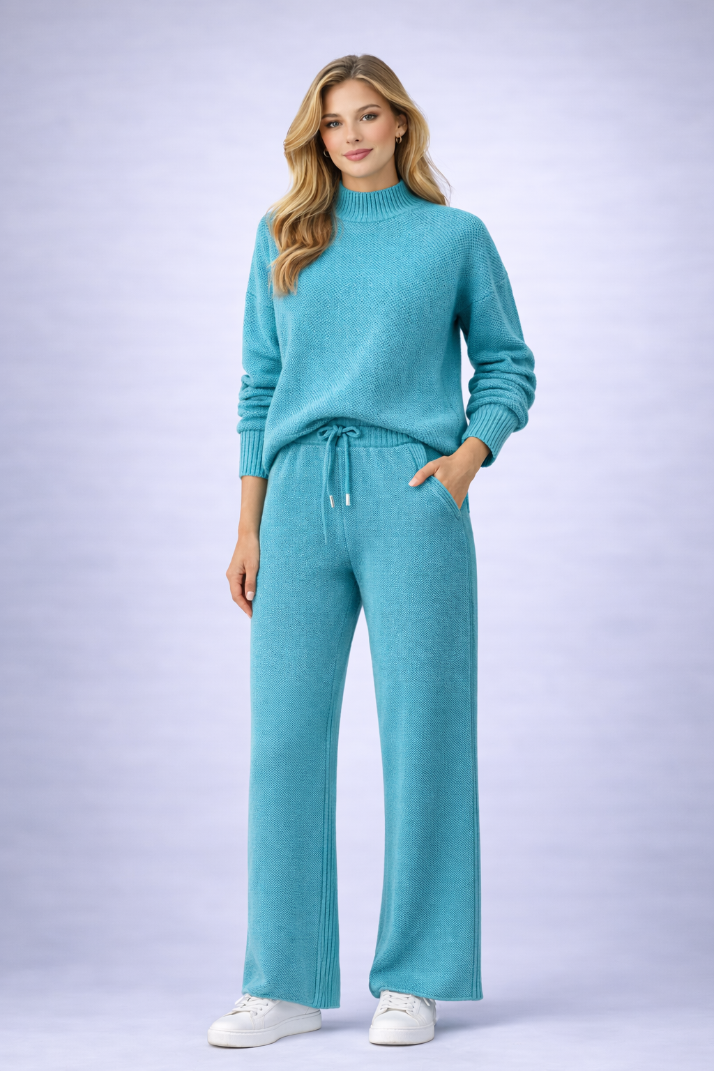 Conjunto de jersey con punto de semilla - Hombros caídos