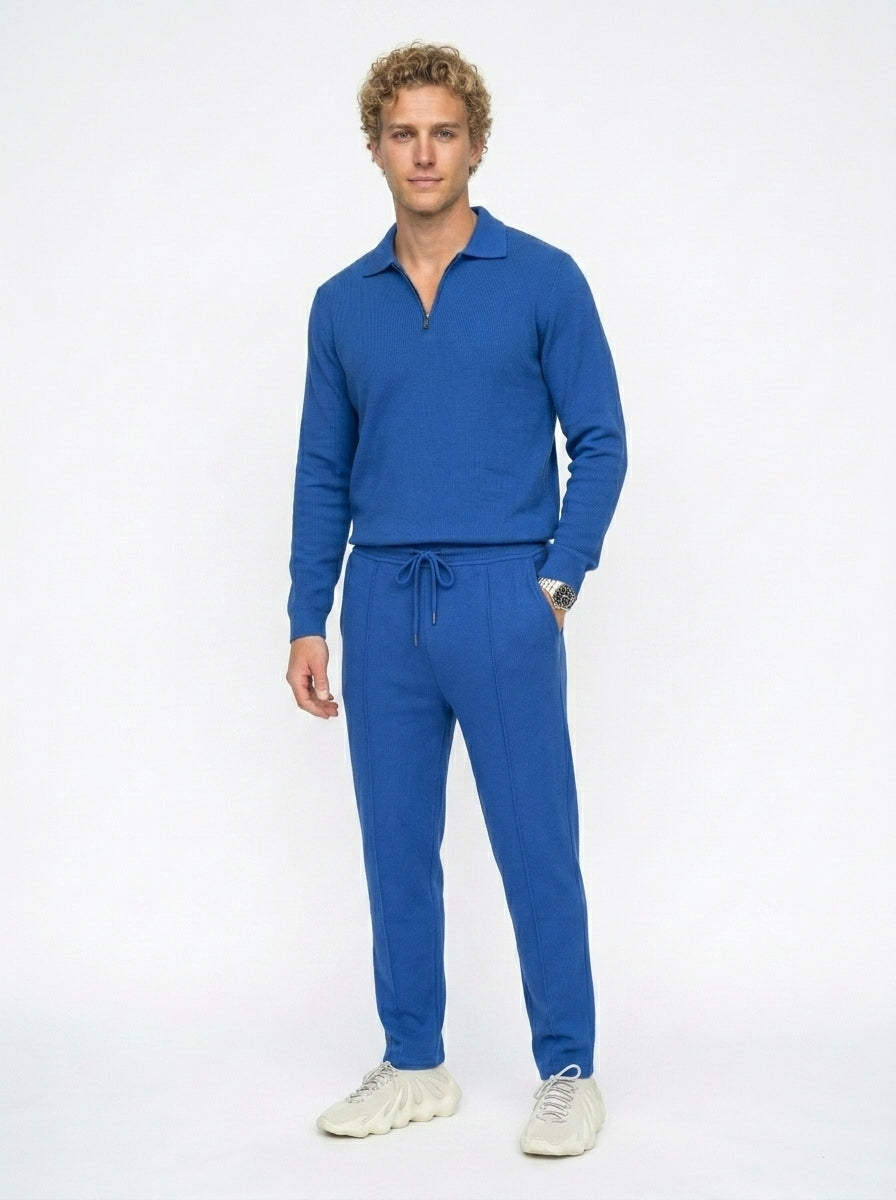 Conjunto de sudadera con tejido de punto gofrado y pantalón