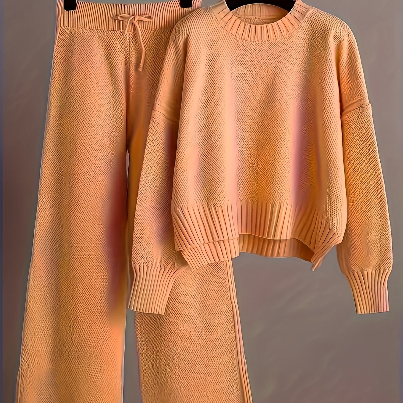 Conjunto de jersey con punto de semilla - Hombros caídos